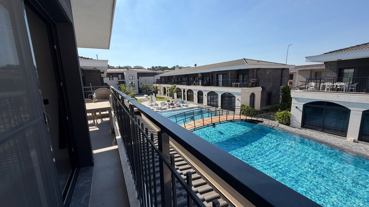 COUNTRY STYLE DESIGNED 2+1 APARTMENT WITH POOL VIEW IN KUŞADASI